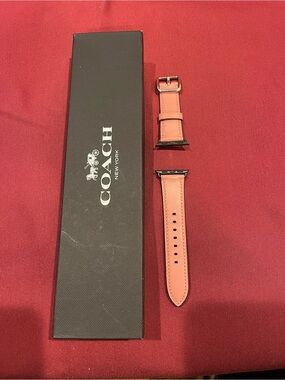 Coach Pink Leather Watch Band with Silver Hardware